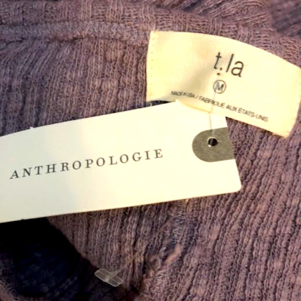NWT Anthropologie x t.la Lia Lavender Bodycon Ribbed Raw Edges Midi Tank Dress M - Picture 6 of 6